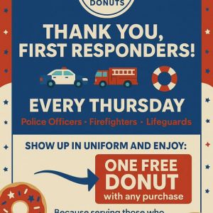 Heirloom Donuts SoWal First Resonder Free Donut Thursdays