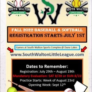 South Walton Little League Fall Registration