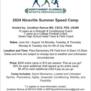 Northwest Florida Sports Performance Niceville Summer Speed Camp